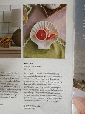 Meri Meri White Shell Bamboo Plates from summer Jilly box